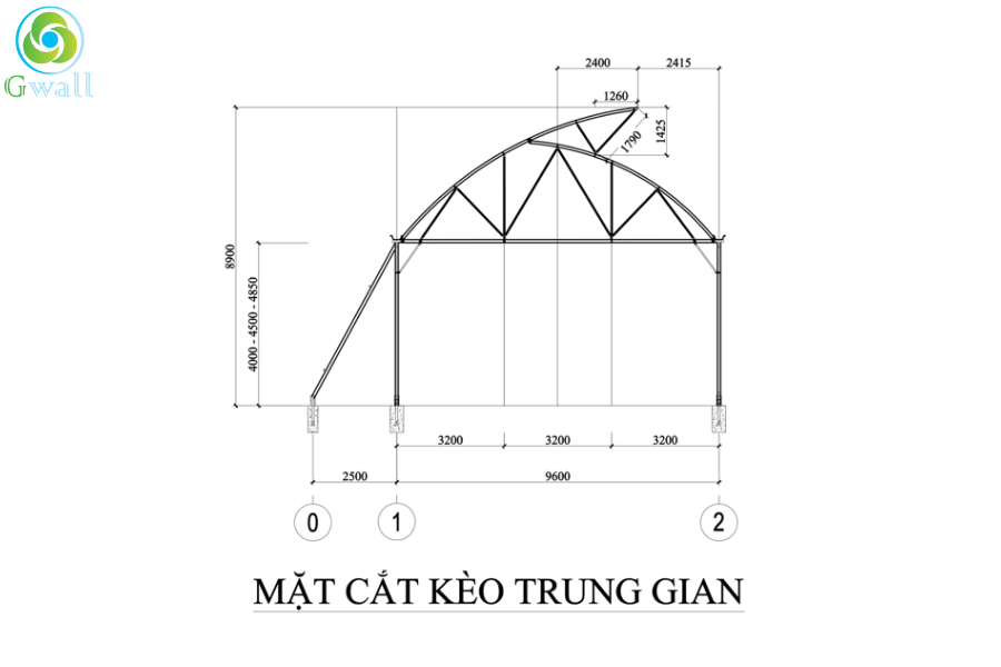 Bản vẽ thiết kế nhà kính 1 mái hở cố định